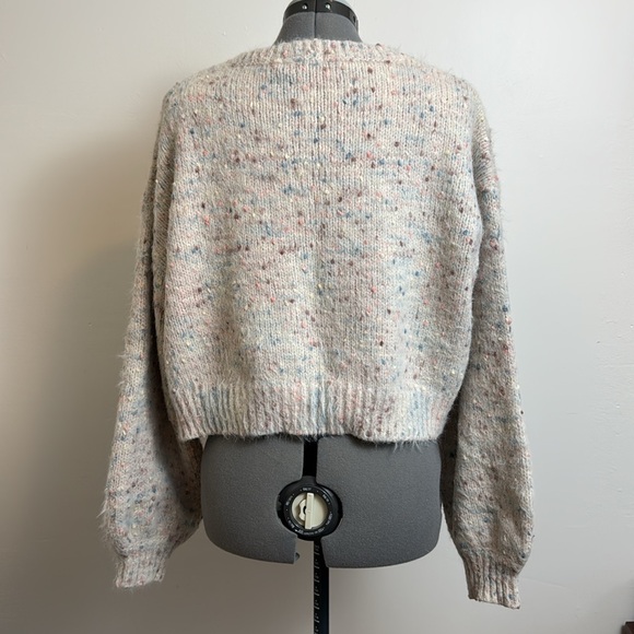 Beyond the Sea Cropped Popcorn Sweater With Volume Sleeves - Picture 2 of 6